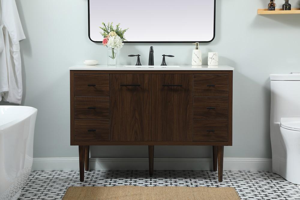 Elegant Furniture & Lighting - Cyrus 48 inch Single bathroom vanity in walnut - VF48048MWT veiw 2