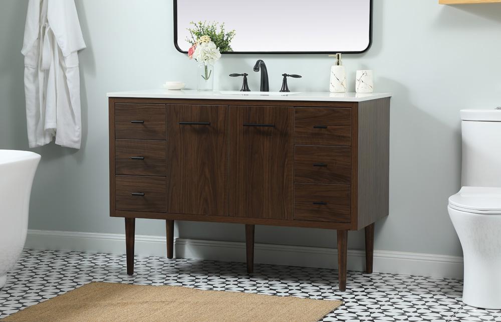 Elegant Furniture & Lighting - Cyrus 48 inch Single bathroom vanity in walnut - VF48048MWT veiw 3
