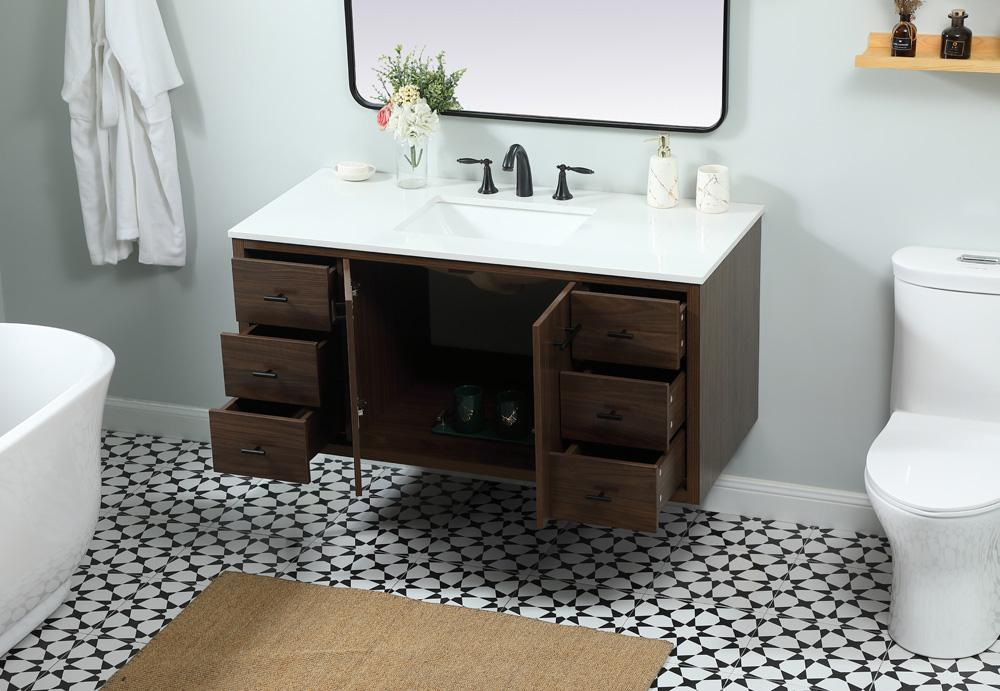 Elegant Furniture & Lighting - Cyrus 48 inch Single bathroom vanity in walnut - VF48048MWT veiw 7