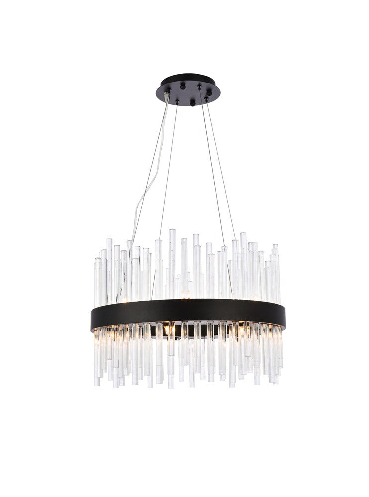 Elegant Furniture & Lighting - Dallas 20 inch round crystal pendant in black - 3000D20BK veiw 1