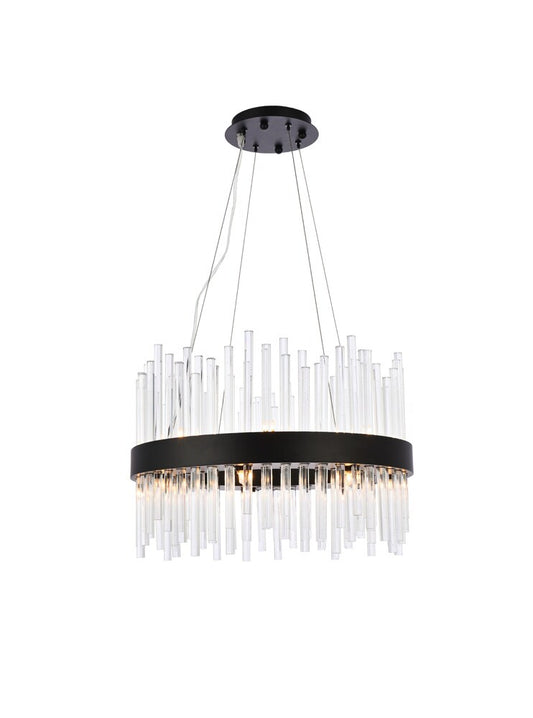 Elegant Furniture & Lighting - Dallas 20 inch round crystal pendant in black - 3000D20BK veiw 1