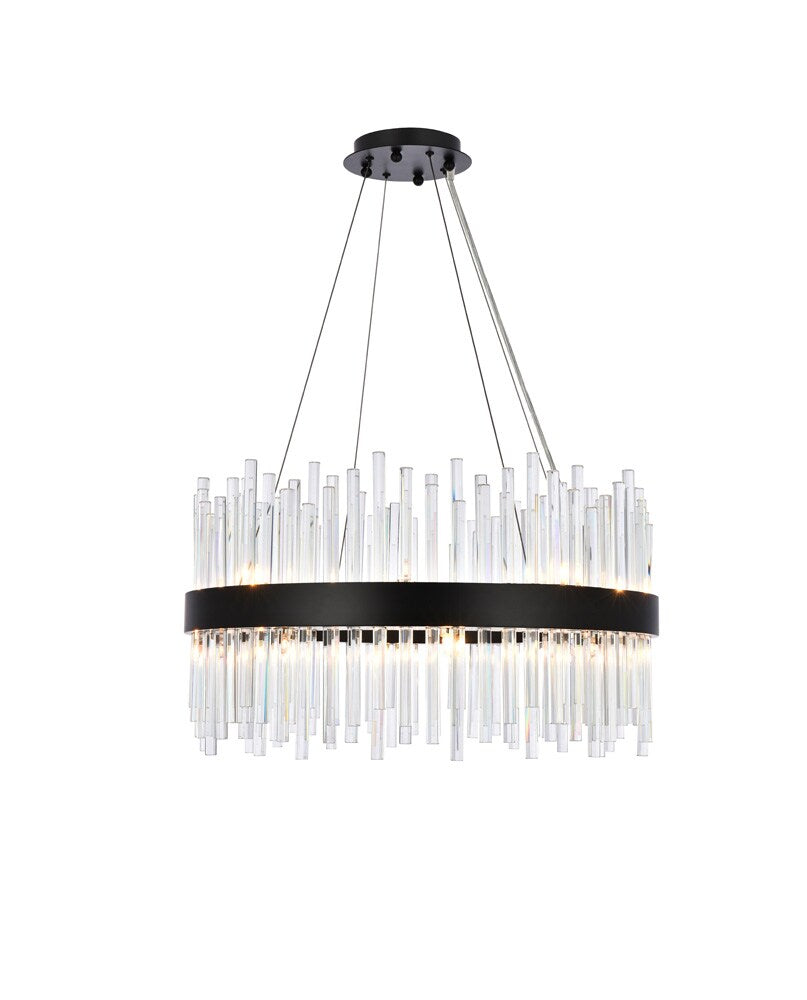 Elegant Furniture & Lighting - Dallas 25 inch round crystal pendant in black - 3000D25BK veiw 1
