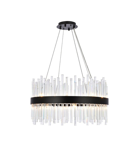 Elegant Furniture & Lighting - Dallas 25 inch round crystal pendant in black - 3000D25BK veiw 1