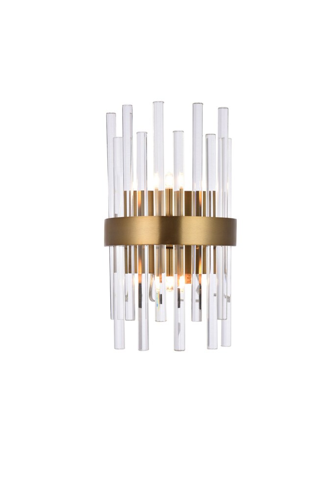 Elegant Furniture & Lighting - Dallas 2 light Gold and Clear Wall Sconce Clear Royal Cut Crystal - 3000W8G veiw 1
