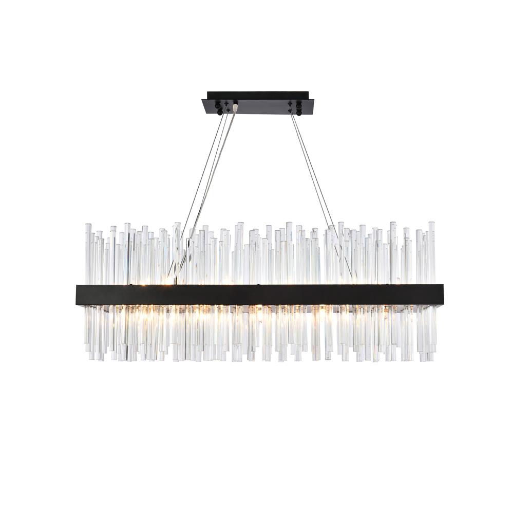 Elegant Furniture & Lighting - Dallas 36 inch rectangle crystal pendant in black - 3000G36BK veiw 1