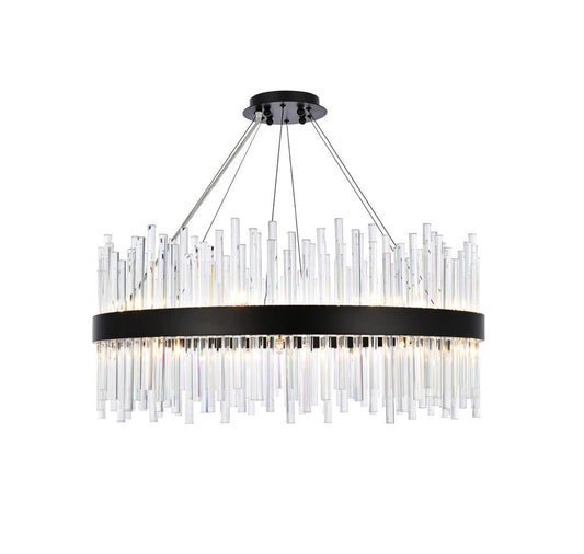 Elegant Furniture & Lighting - Dallas 32 inch round crystal pendant in black - 3000D32BK veiw 1