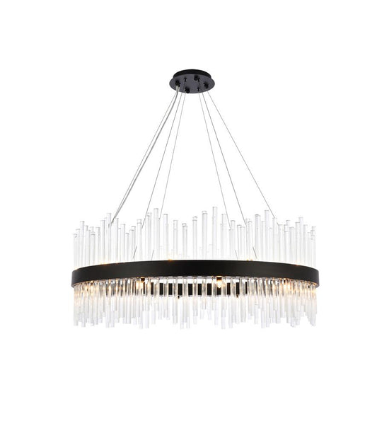 Elegant Furniture & Lighting - Dallas 36 inch round crystal pendant in black - 3000D36BK veiw 1
