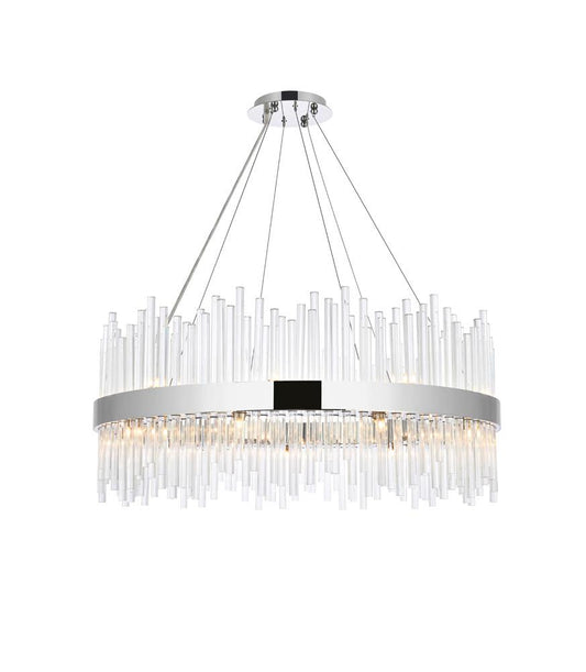 Elegant Furniture & Lighting - Dallas 36 inch round crystal pendant in chrome - 3000D36C veiw 1