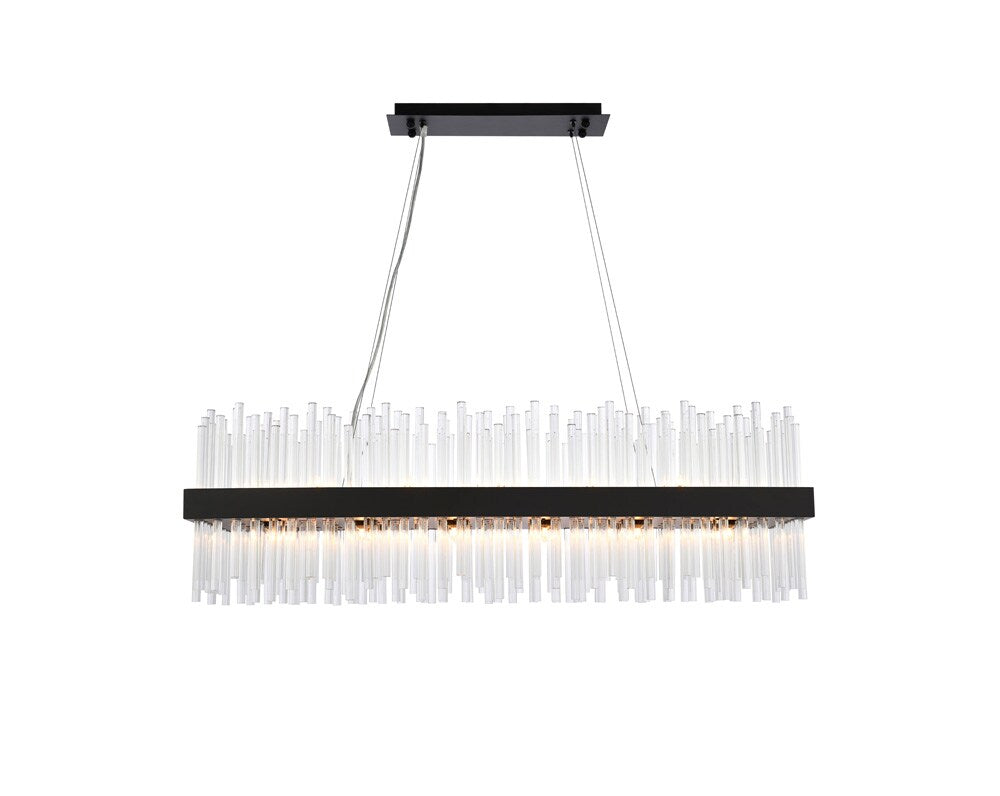 Elegant Furniture & Lighting - Dallas 42 inch rectangle crystal pendant in black - 3000G42BK veiw 1