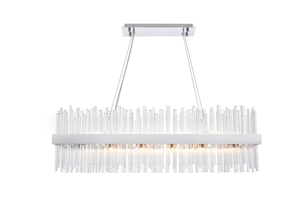 Elegant Furniture & Lighting - Dallas 42 inch rectangle crystal pendant in chrome - 3000G42C veiw 1