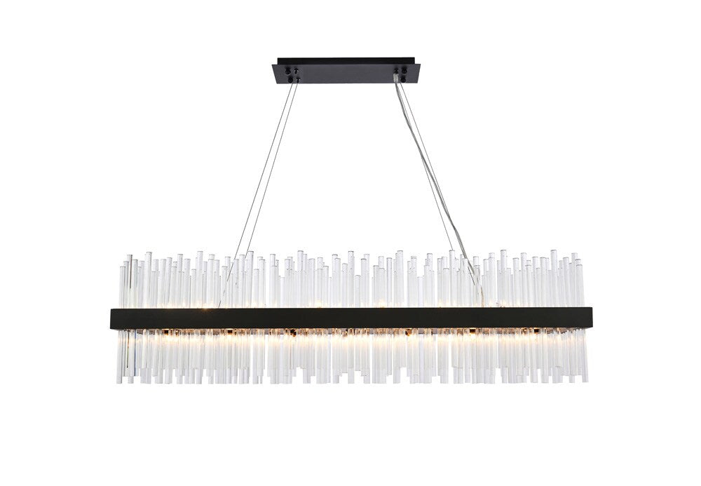 Elegant Furniture & Lighting - Dallas 48 inch rectangle crystal pendant in black - 3000G48BK veiw 1