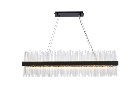 Elegant Furniture & Lighting - Dallas 48 inch rectangle crystal pendant in black - 3000G48BK veiw 1