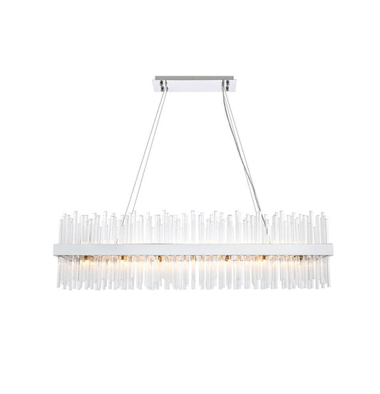Elegant Furniture & Lighting - Dallas 48 inch rectangle crystal pendant in chrome - 3000G48C veiw 1