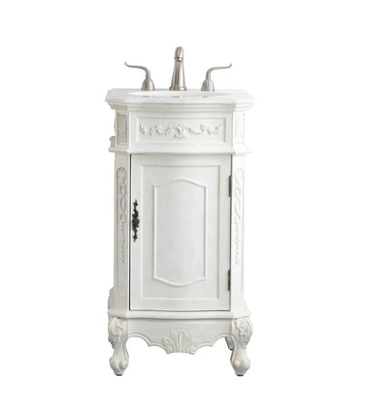 Elegant Furniture & Lighting - Danville 19 inch Single Bathroom vanity in antique white with ivory white engineered marble - VF10119AW-VW veiw 1
