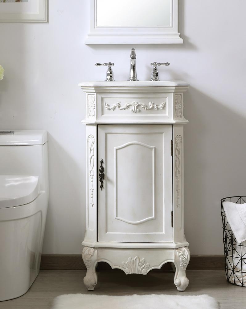 Elegant Furniture & Lighting - Danville 19 inch Single Bathroom vanity in antique white with ivory white engineered marble - VF10119AW-VW veiw 2