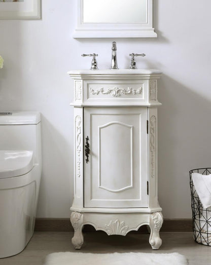 Elegant Furniture & Lighting - Danville 19 inch Single Bathroom vanity in antique white with ivory white engineered marble - VF10119AW-VW veiw 2