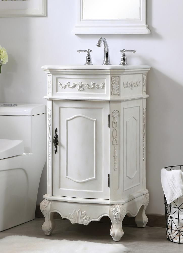 Elegant Furniture & Lighting - Danville 19 inch Single Bathroom vanity in antique white with ivory white engineered marble - VF10119AW-VW veiw 3