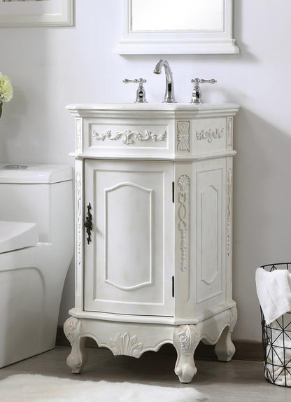 Elegant Furniture & Lighting - Danville 19 inch Single Bathroom vanity in antique white with ivory white engineered marble - VF10119AW-VW veiw 3