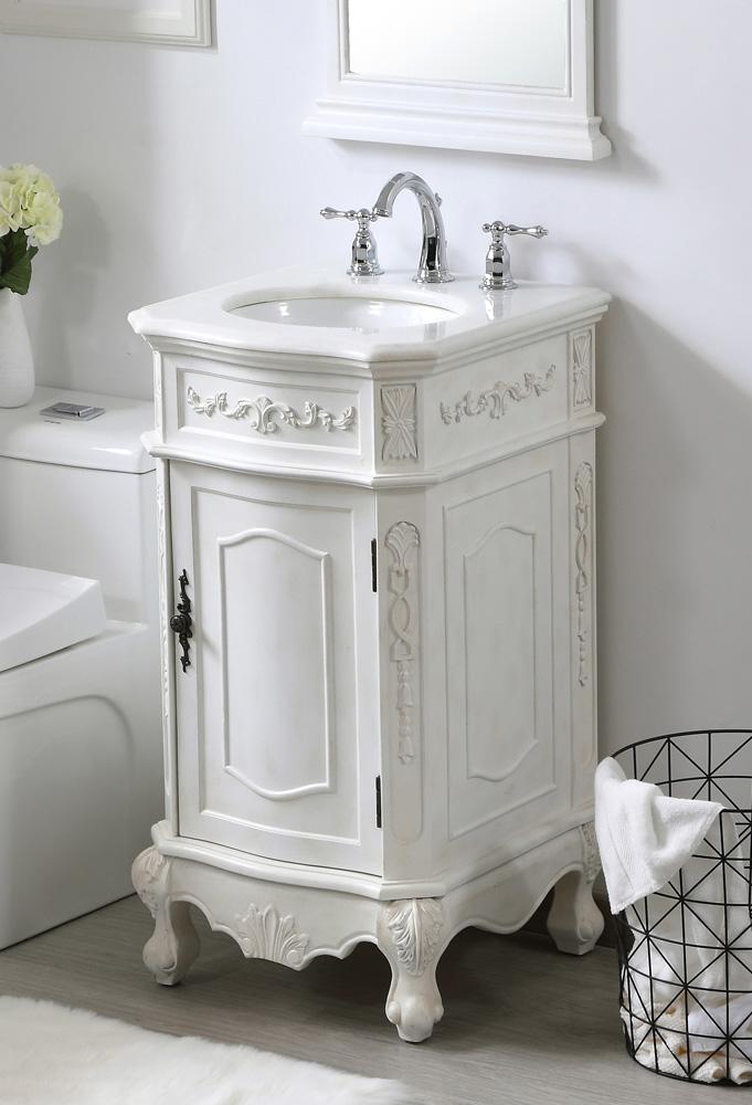 Elegant Furniture & Lighting - Danville 19 inch Single Bathroom vanity in antique white with ivory white engineered marble - VF10119AW-VW veiw 4