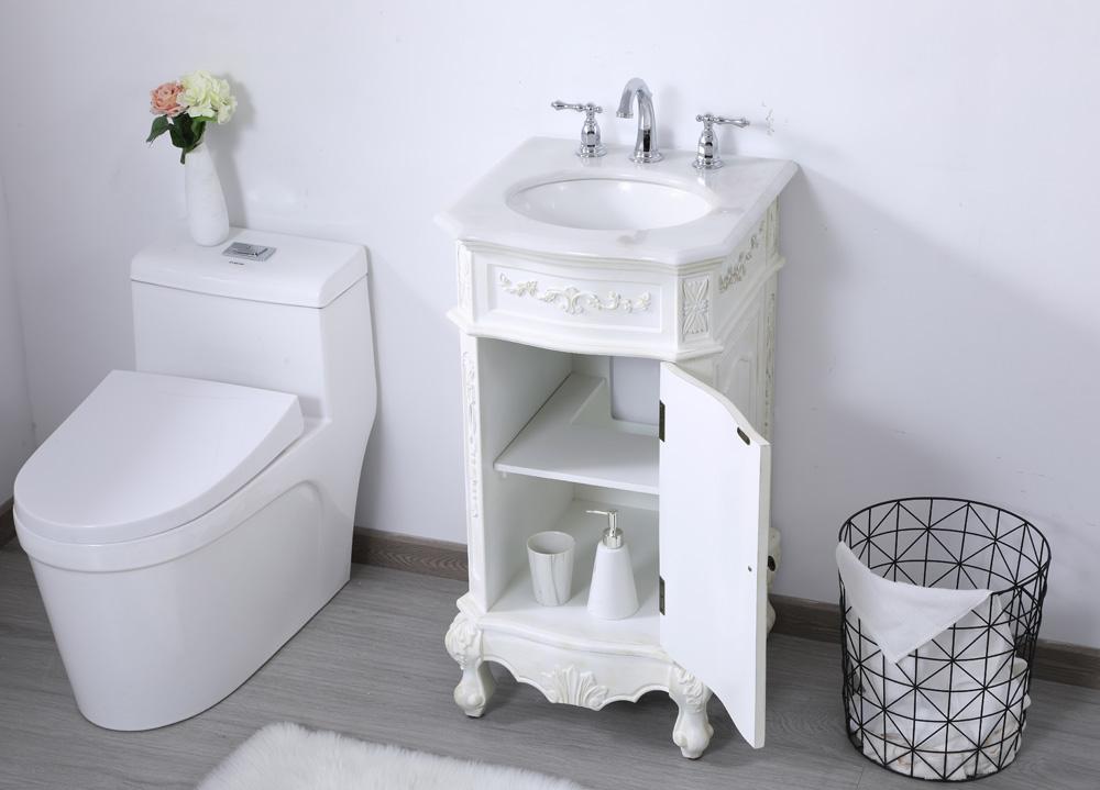 Elegant Furniture & Lighting - Danville 19 inch Single Bathroom vanity in antique white with ivory white engineered marble - VF10119AW-VW veiw 5