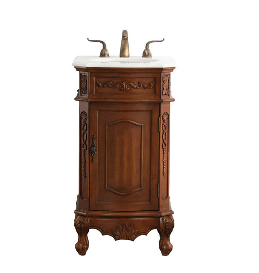 Elegant Furniture & Lighting - Danville 19 inch Single Bathroom vanity in teak with ivory white engineered marble - VF10119TK-VW veiw 1