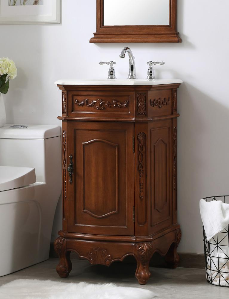 Elegant Furniture & Lighting - Danville 19 inch Single Bathroom vanity in teak with ivory white engineered marble - VF10119TK-VW veiw 3