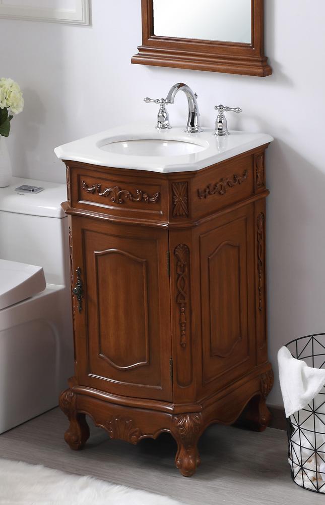Elegant Furniture & Lighting - Danville 19 inch Single Bathroom vanity in teak with ivory white engineered marble - VF10119TK-VW veiw 4