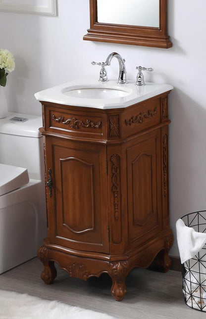 Elegant Furniture & Lighting - Danville 19 inch Single Bathroom vanity in teak with ivory white engineered marble - VF10119TK-VW veiw 4
