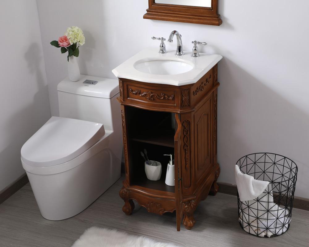 Elegant Furniture & Lighting - Danville 19 inch Single Bathroom vanity in teak with ivory white engineered marble - VF10119TK-VW veiw 5