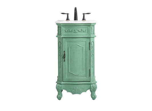 Elegant Furniture & Lighting - Danville 19 inch Single Bathroom vanity in vintage mint with ivory white engineered marble - VF10119VM-VW veiw 1