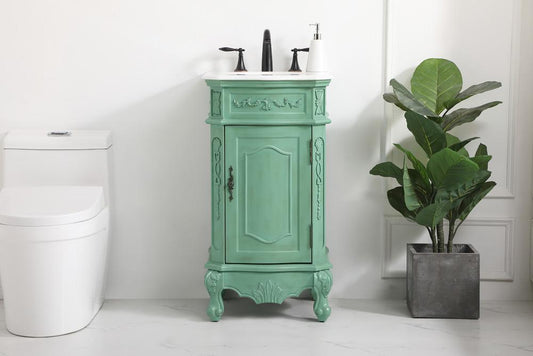 Elegant Furniture & Lighting - Danville 19 inch Single Bathroom vanity in vintage mint with ivory white engineered marble - VF10119VM-VW veiw 2