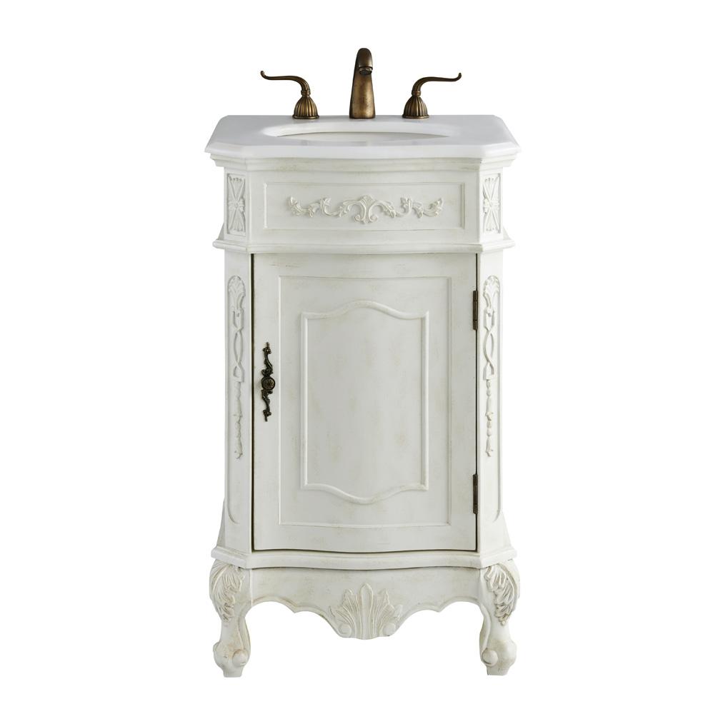 Elegant Furniture & Lighting - Danville 21 inch Single Bathroom vanity in Antique White with ivory white engineered marble - VF10121AW-VW veiw 1