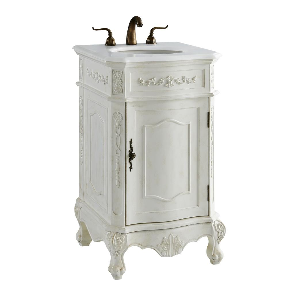 Elegant Furniture & Lighting - Danville 21 inch Single Bathroom vanity in Antique White with ivory white engineered marble - VF10121AW-VW veiw 2
