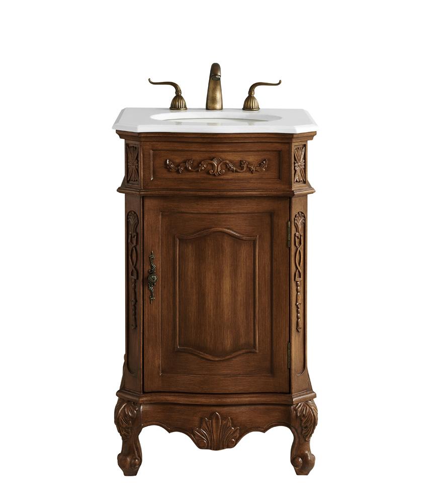 Elegant Furniture & Lighting - Danville 21 inch Single Bathroom vanity in Teak Color with ivory white engineered marble - VF10121TK-VW veiw 1