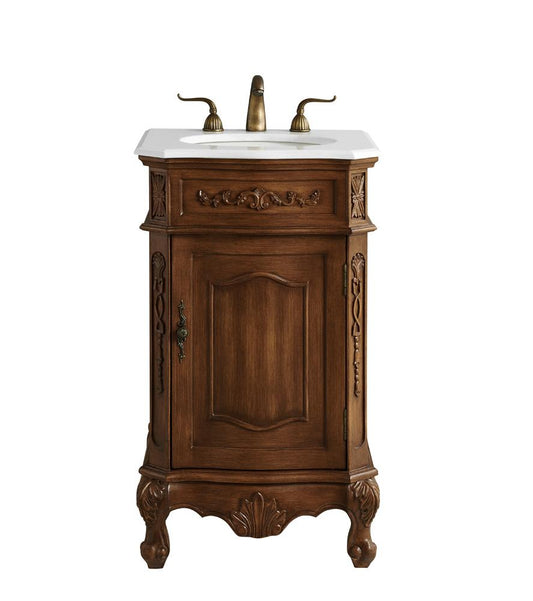 Elegant Furniture & Lighting - Danville 21 inch Single Bathroom vanity in Teak Color with ivory white engineered marble - VF10121TK-VW veiw 1