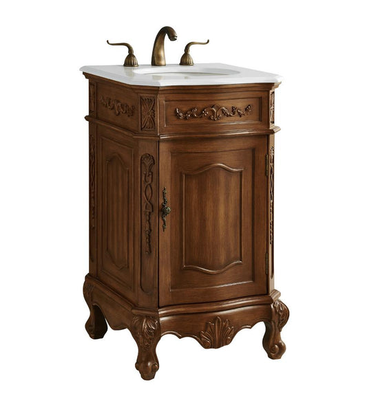 Elegant Furniture & Lighting - Danville 21 inch Single Bathroom vanity in Teak Color with ivory white engineered marble - VF10121TK-VW veiw 2