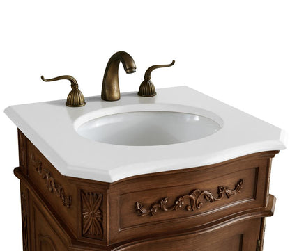 Elegant Furniture & Lighting - Danville 21 inch Single Bathroom vanity in Teak Color with ivory white engineered marble - VF10121TK-VW veiw 3