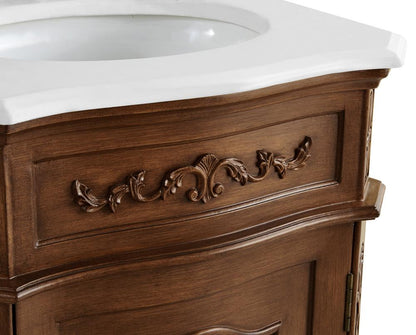 Elegant Furniture & Lighting - Danville 21 inch Single Bathroom vanity in Teak Color with ivory white engineered marble - VF10121TK-VW veiw 4