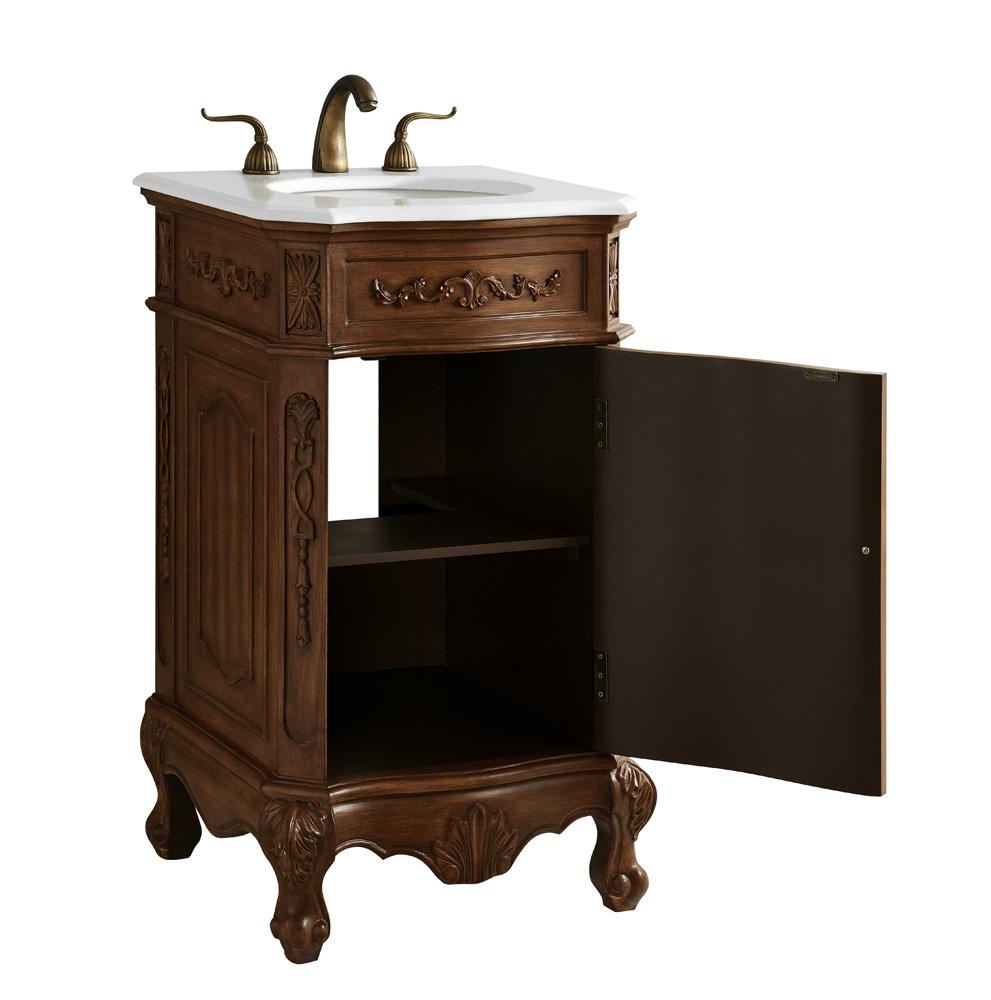 Elegant Furniture & Lighting - Danville 21 inch Single Bathroom vanity in Teak Color with ivory white engineered marble - VF10121TK-VW veiw 7