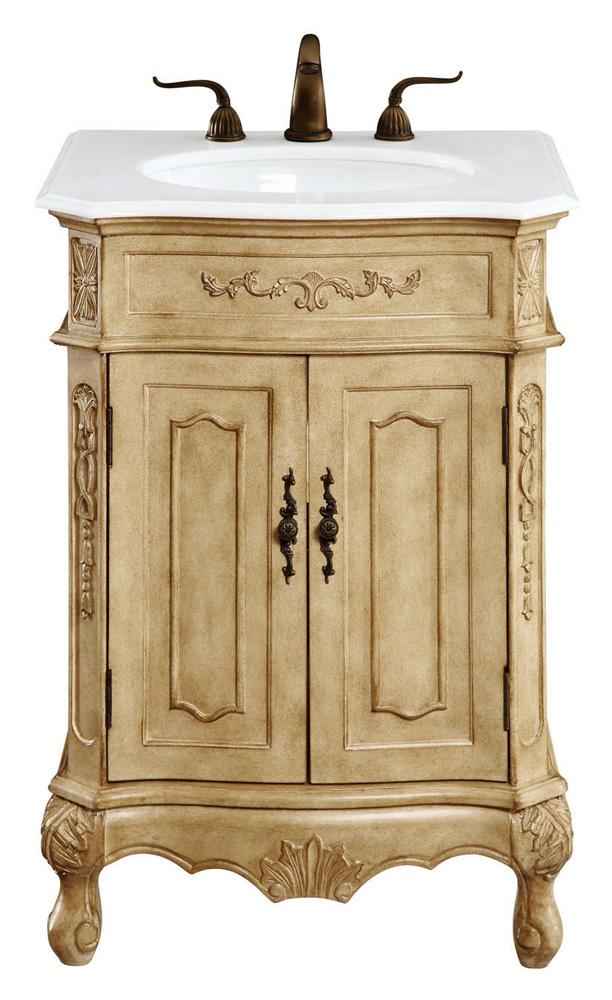 Elegant Furniture & Lighting - Danville 24 inch Single Bathroom vanity in Antique Beige with ivory white engineered marble - VF-1001-VW veiw 1