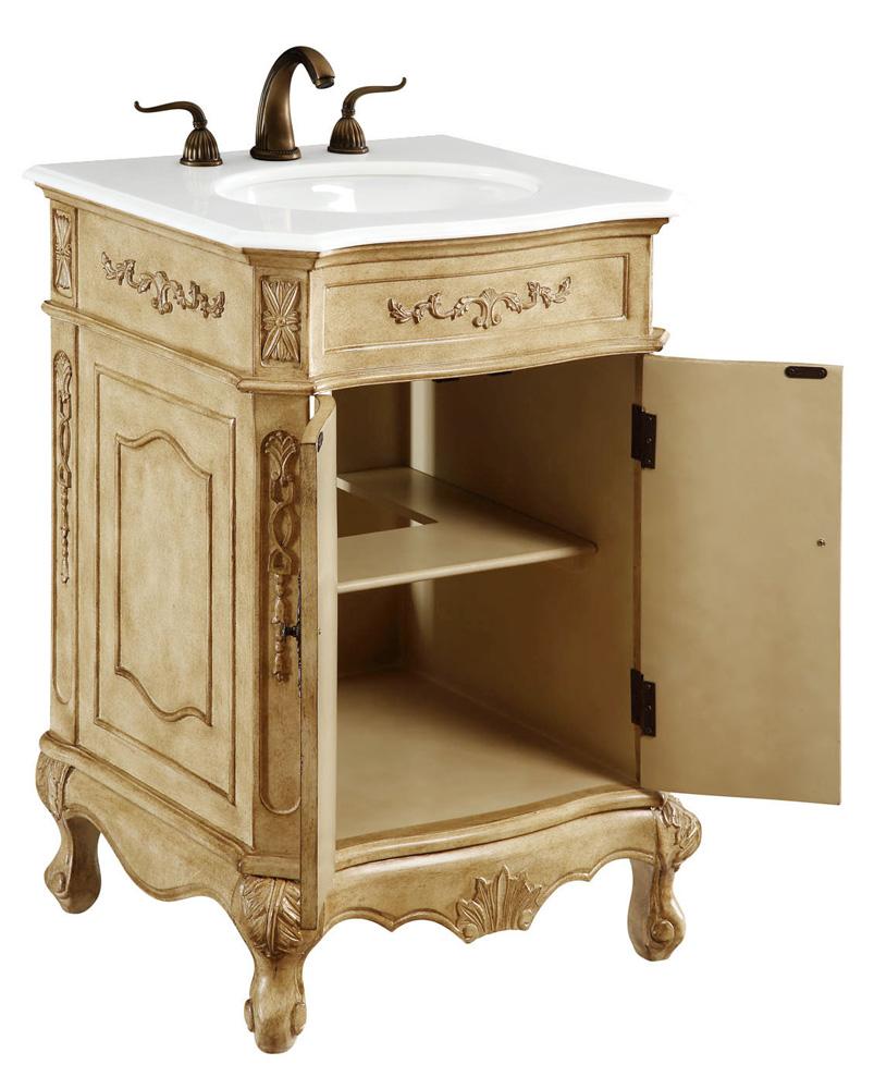 Elegant Furniture & Lighting - Danville 24 inch Single Bathroom vanity in Antique Beige with ivory white engineered marble - VF-1001-VW veiw 3