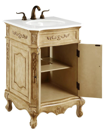 Elegant Furniture & Lighting - Danville 24 inch Single Bathroom vanity in Antique Beige with ivory white engineered marble - VF-1001-VW veiw 3