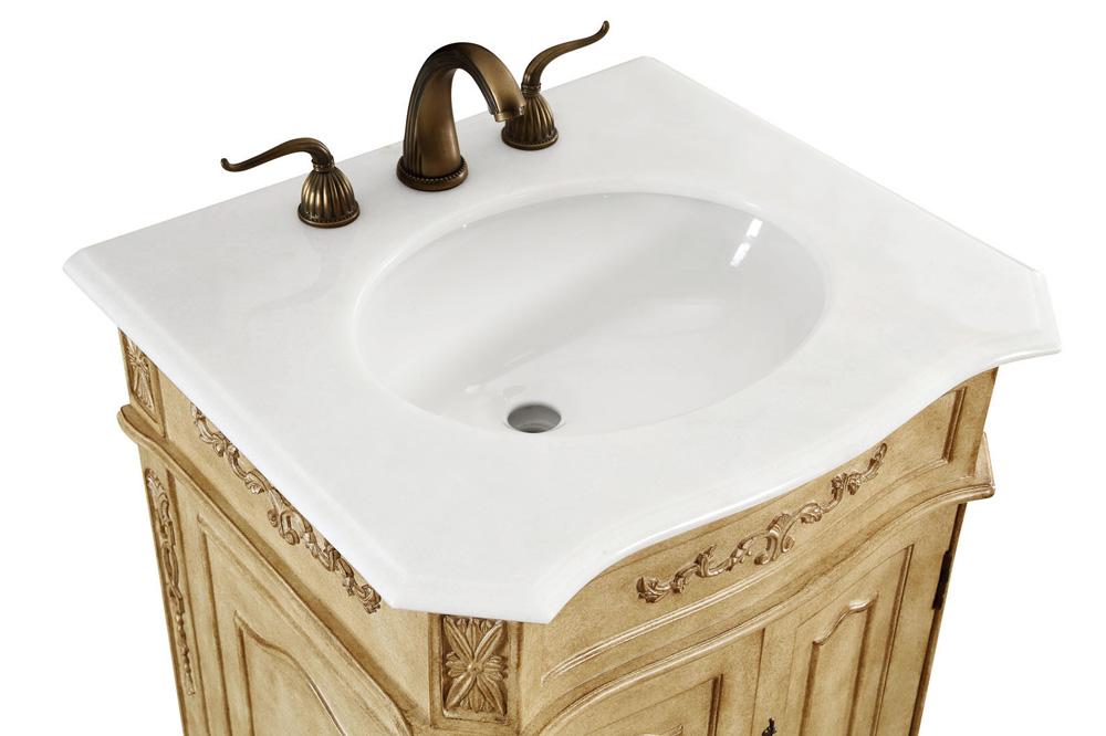 Elegant Furniture & Lighting - Danville 24 inch Single Bathroom vanity in Antique Beige with ivory white engineered marble - VF-1001-VW veiw 4