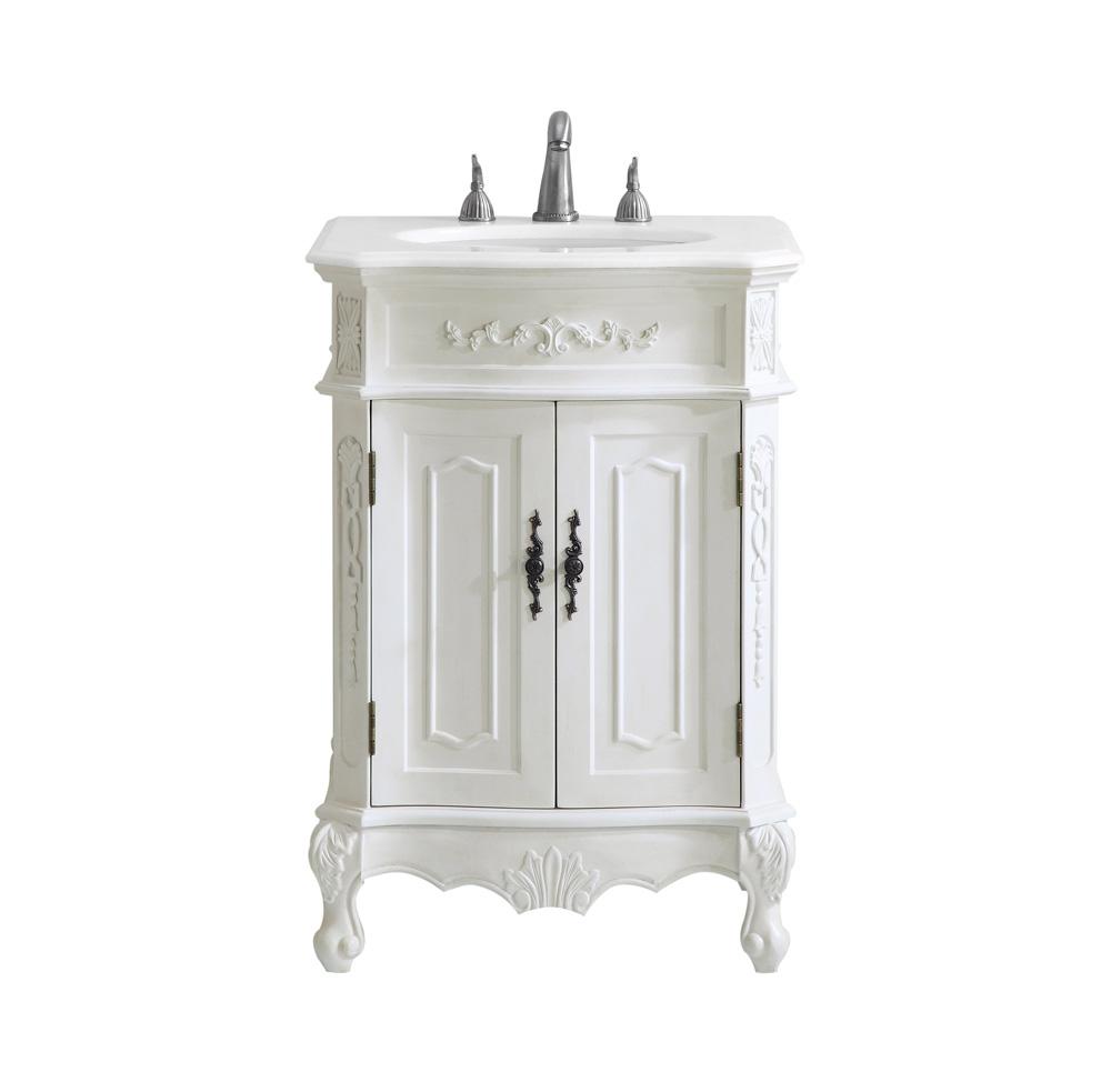Elegant Furniture & Lighting - Danville 24 inch Single Bathroom vanity in Antique White with ivory white engineered marble - VF-1006-VW veiw 1