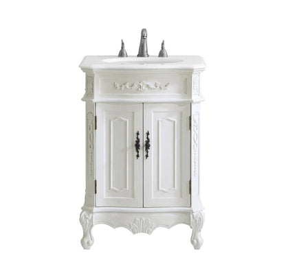 Elegant Furniture & Lighting - Danville 24 inch Single Bathroom vanity in Antique White with ivory white engineered marble - VF-1006-VW veiw 1