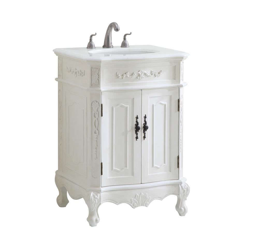 Elegant Furniture & Lighting - Danville 24 inch Single Bathroom vanity in Antique White with ivory white engineered marble - VF-1006-VW veiw 2