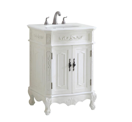 Elegant Furniture & Lighting - Danville 24 inch Single Bathroom vanity in Antique White with ivory white engineered marble - VF-1006-VW veiw 2