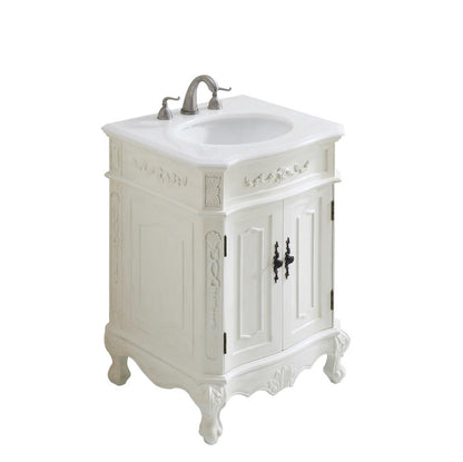 Elegant Furniture & Lighting - Danville 24 inch Single Bathroom vanity in Antique White with ivory white engineered marble - VF-1006-VW veiw 3