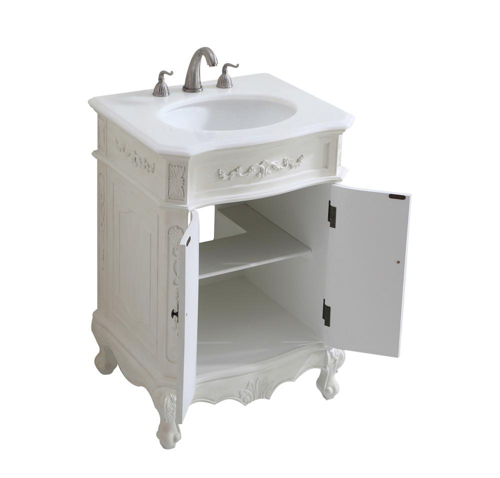 Elegant Furniture & Lighting - Danville 24 inch Single Bathroom vanity in Antique White with ivory white engineered marble - VF-1006-VW veiw 4