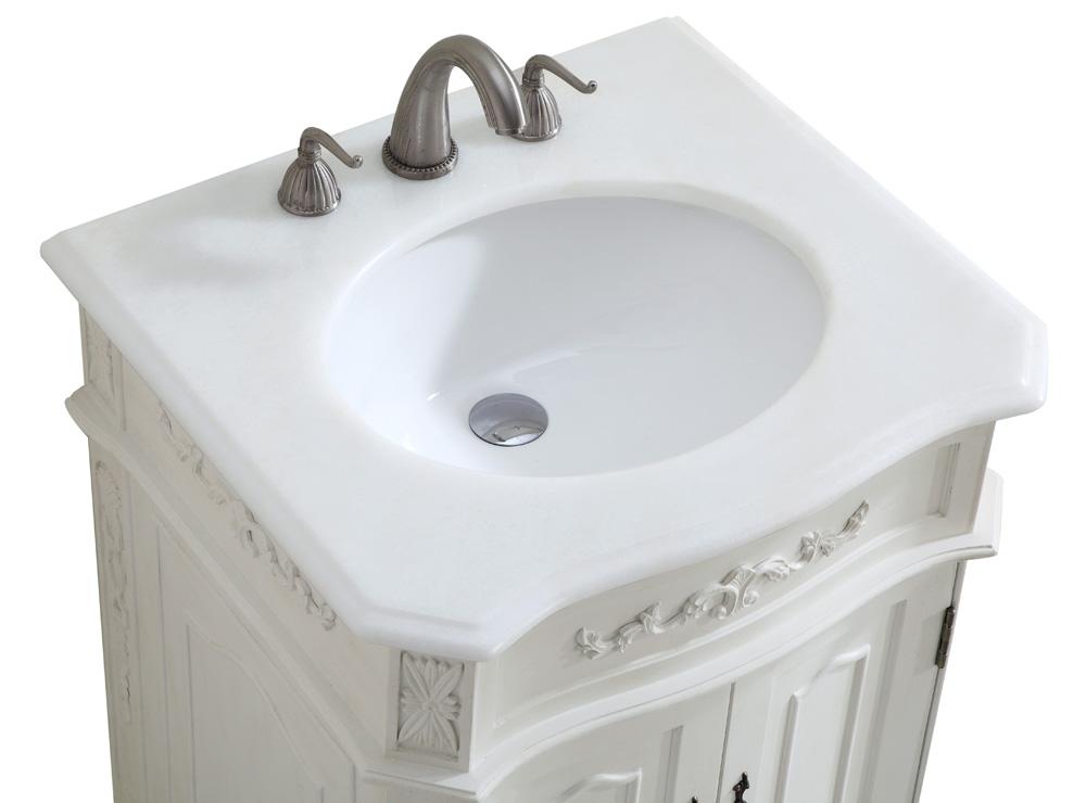 Elegant Furniture & Lighting - Danville 24 inch Single Bathroom vanity in Antique White with ivory white engineered marble - VF-1006-VW veiw 7